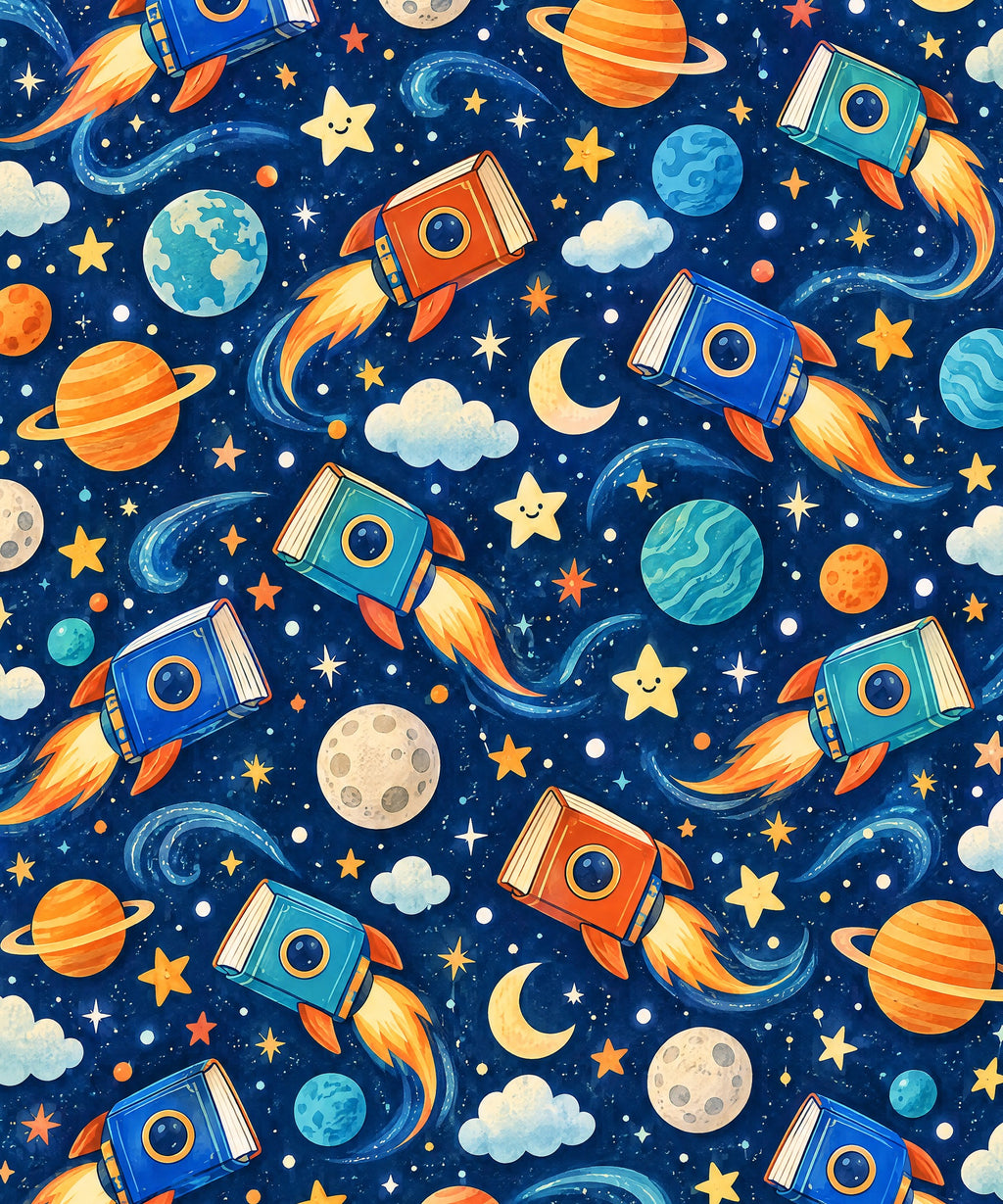 Rocket to the Library blanket, full design