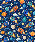 Rocket to the Library blanket, full design