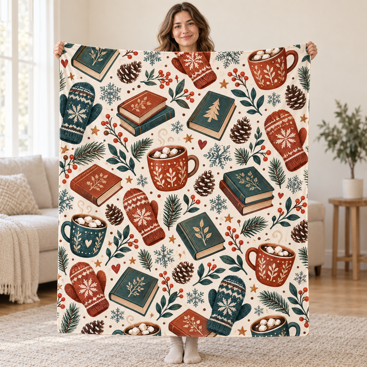 Cozy Cocoa Chapters blanket, held open