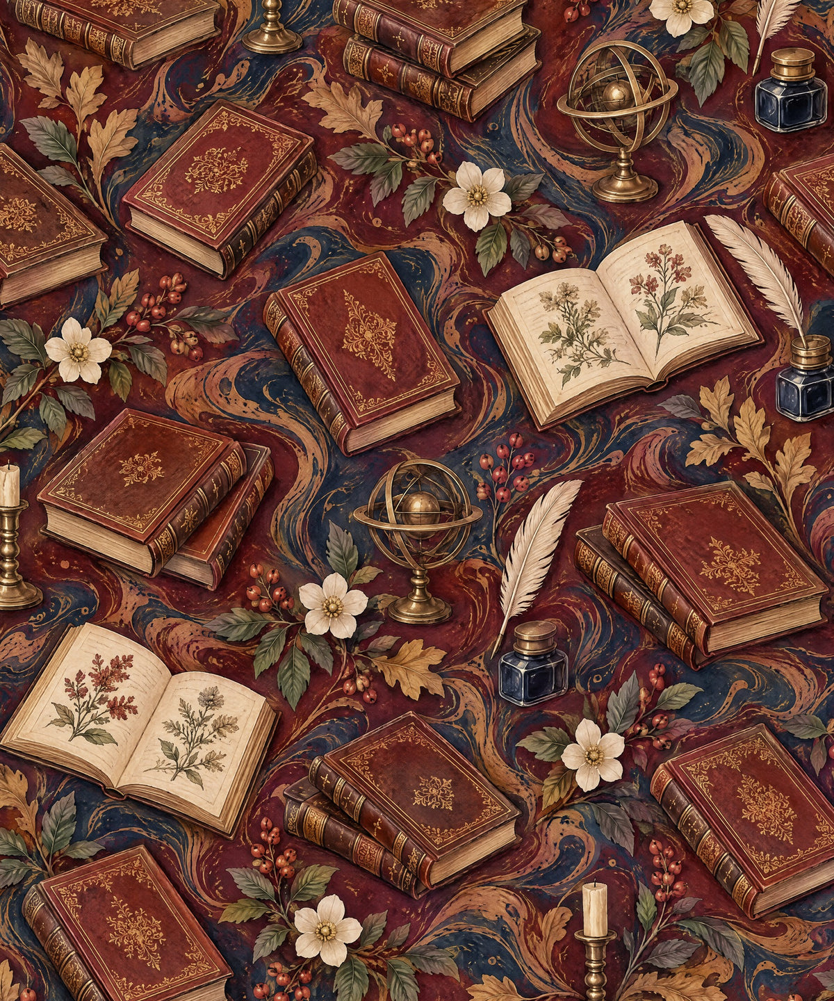 Oxblood Marbled Library blanket, full design