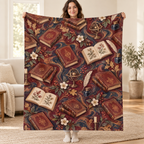 Oxblood Marbled Library blanket, held open