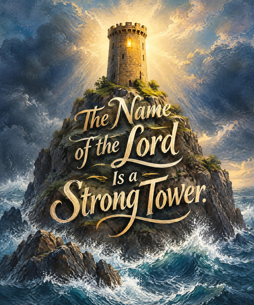 The Name of the Lord Is a Strong Tower. blanket, full design