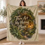Thou Art My Hiding Place. blanket, held open