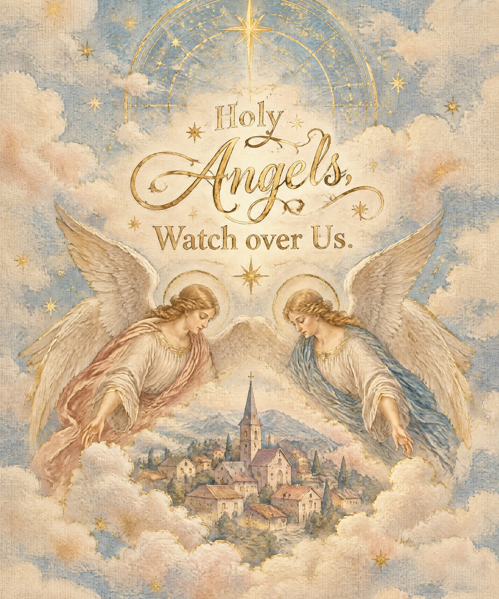 Holy Angels, Watch over Us. blanket, full design