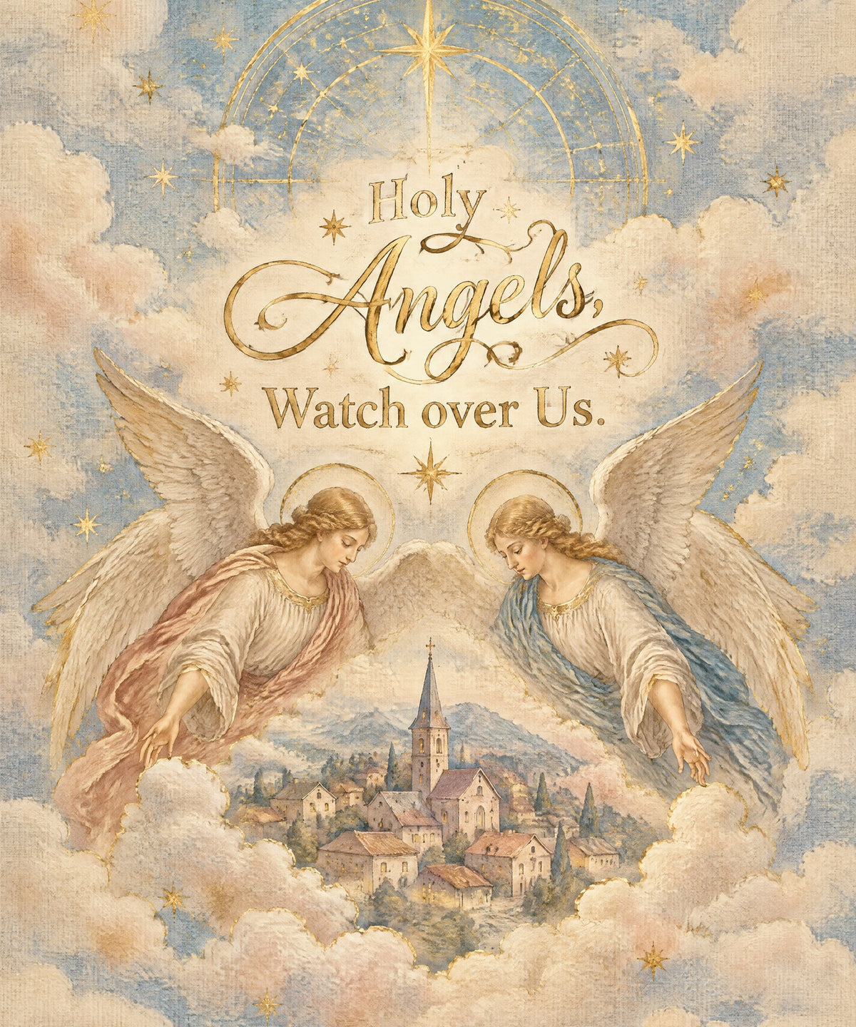 Holy Angels, Watch over Us. blanket, full design