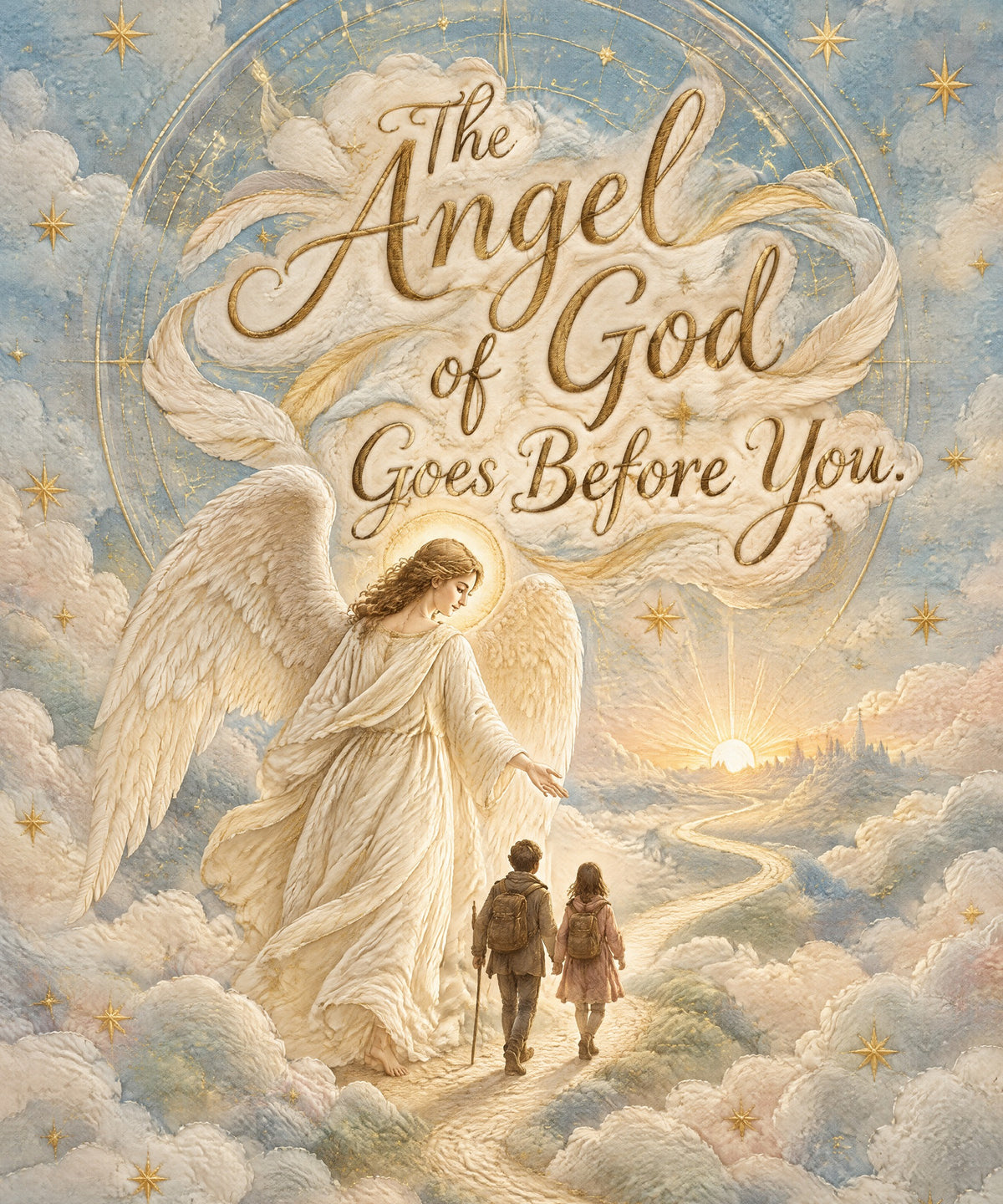 The Angel of God Goes Before You. blanket, full design