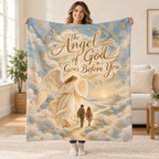 The Angel of God Goes Before You. blanket, held open