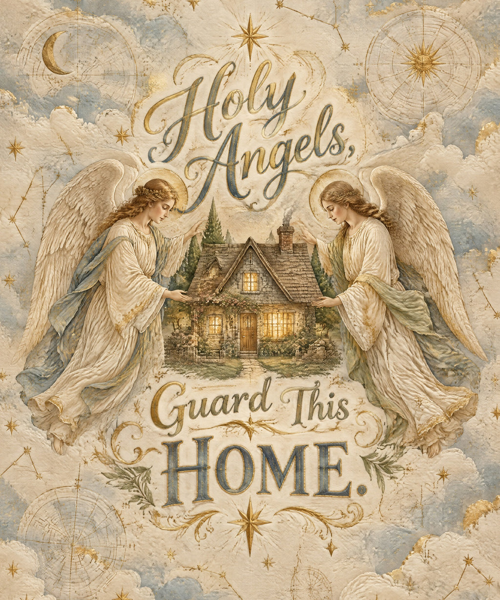 Holy Angels, Guard This Home. blanket, full design