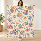 Tiny Rainbow Spines blanket, held open