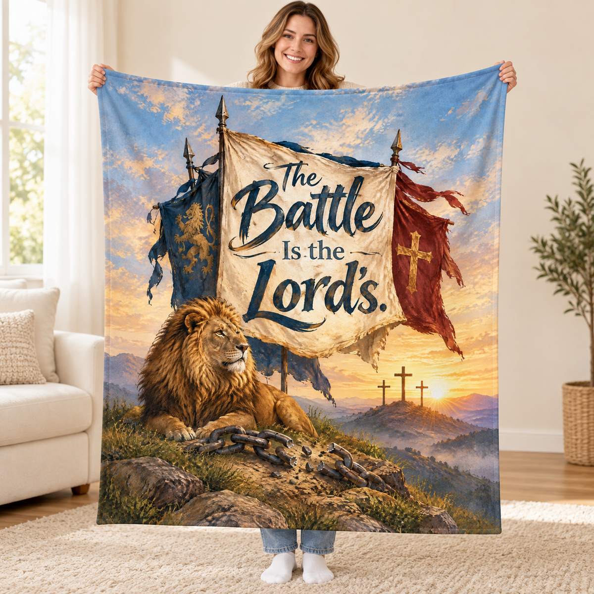 The Battle Is the Lord's. blanket, held open