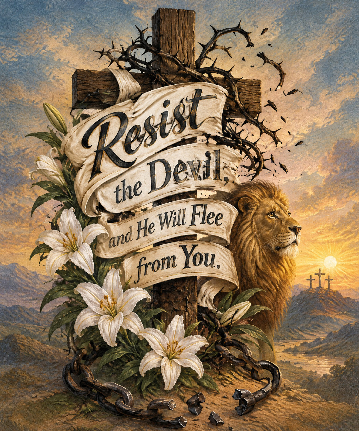 Resist the Devil, and He Will Flee from You. blanket, full design