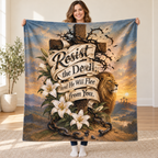 Resist the Devil, and He Will Flee from You. blanket, held open