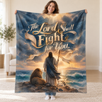 The Lord Shall Fight for You. blanket, held open