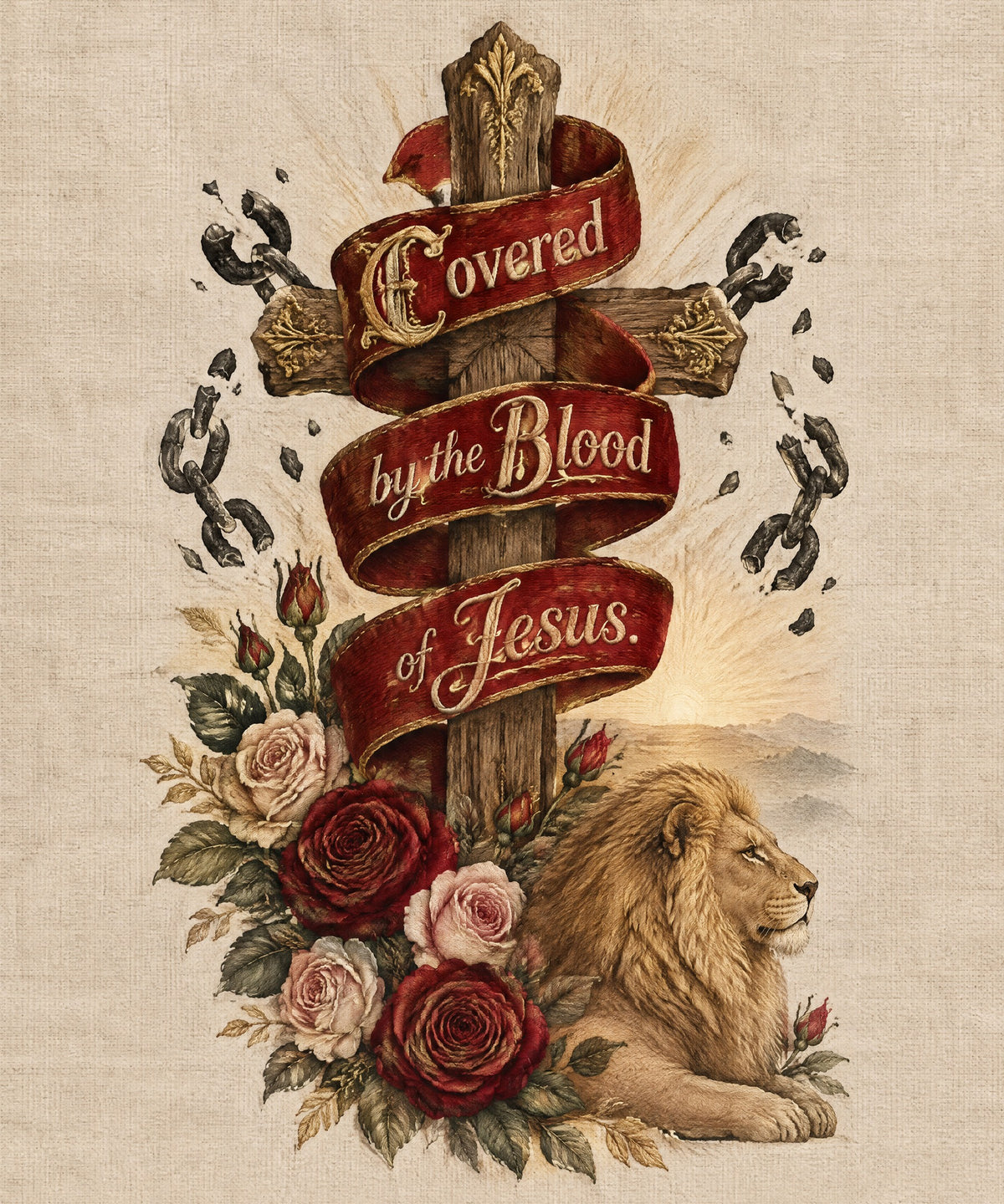 Covered by the Blood of Jesus. blanket, full design