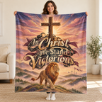 In Christ We Stand Victorious. blanket, held open