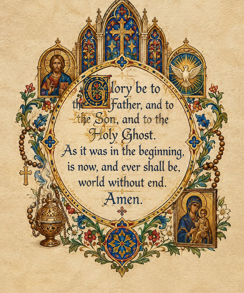 Glory Be to the Father, and to the Son, and to the Holy Ghost blanket, full design