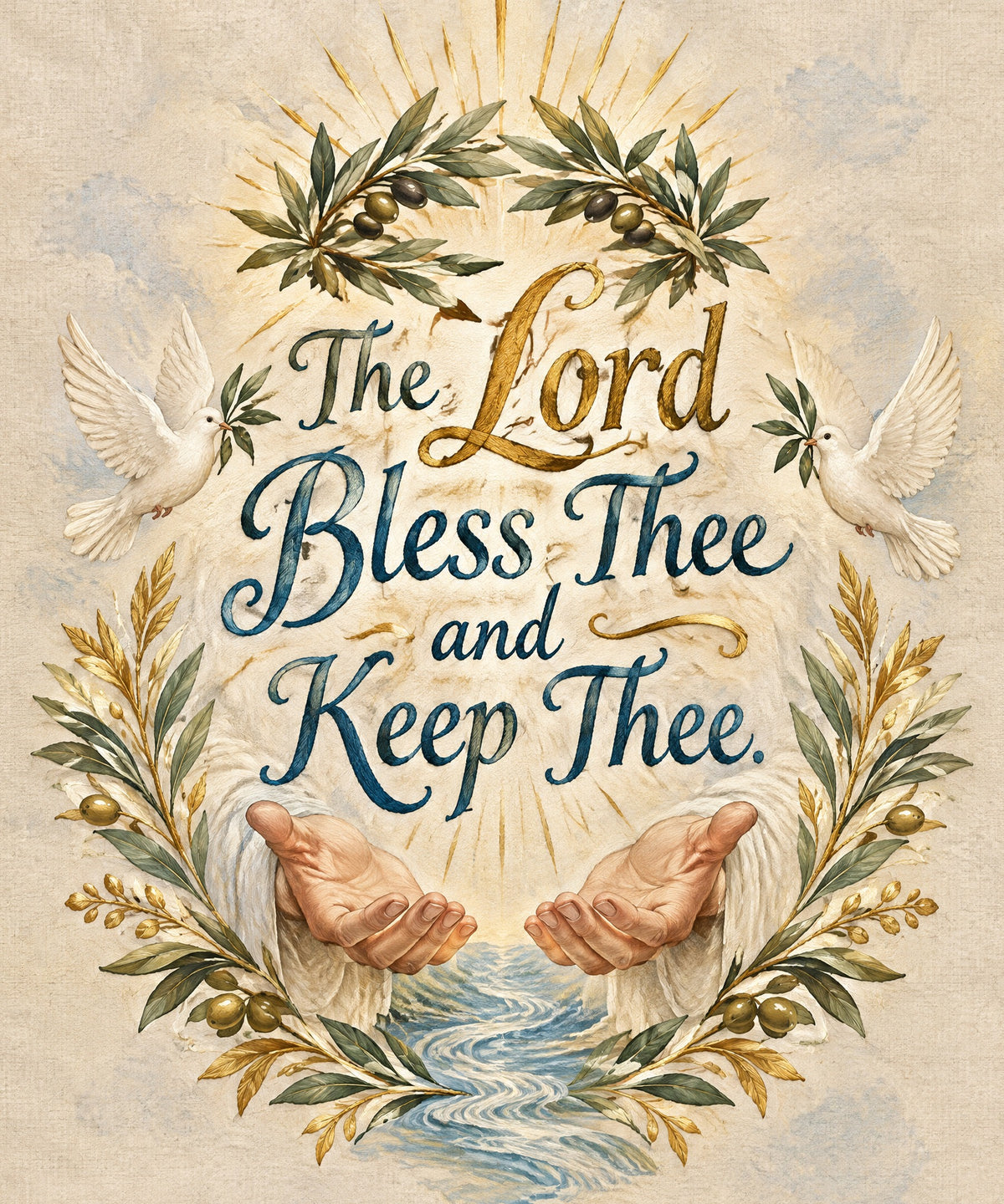 The Lord Bless Thee and Keep Thee. blanket, full design