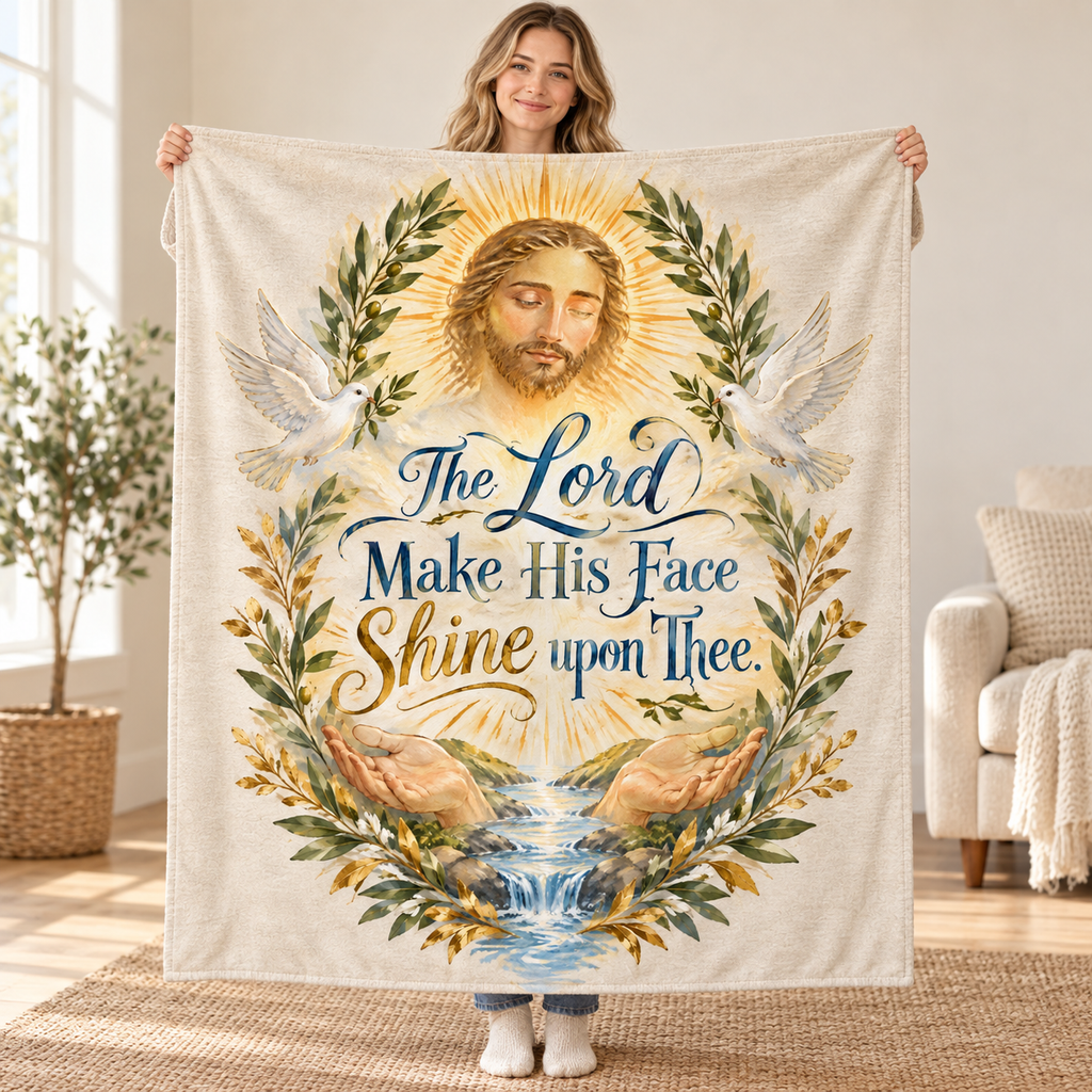 The Lord Make His Face Shine upon Thee. blanket, held open