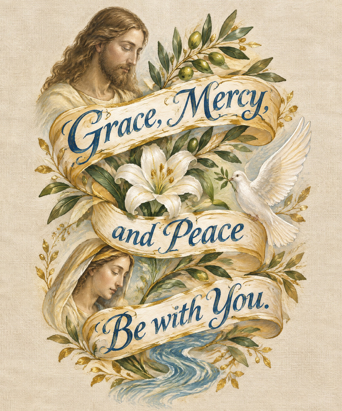 Grace, Mercy, and Peace Be with You. blanket, full design