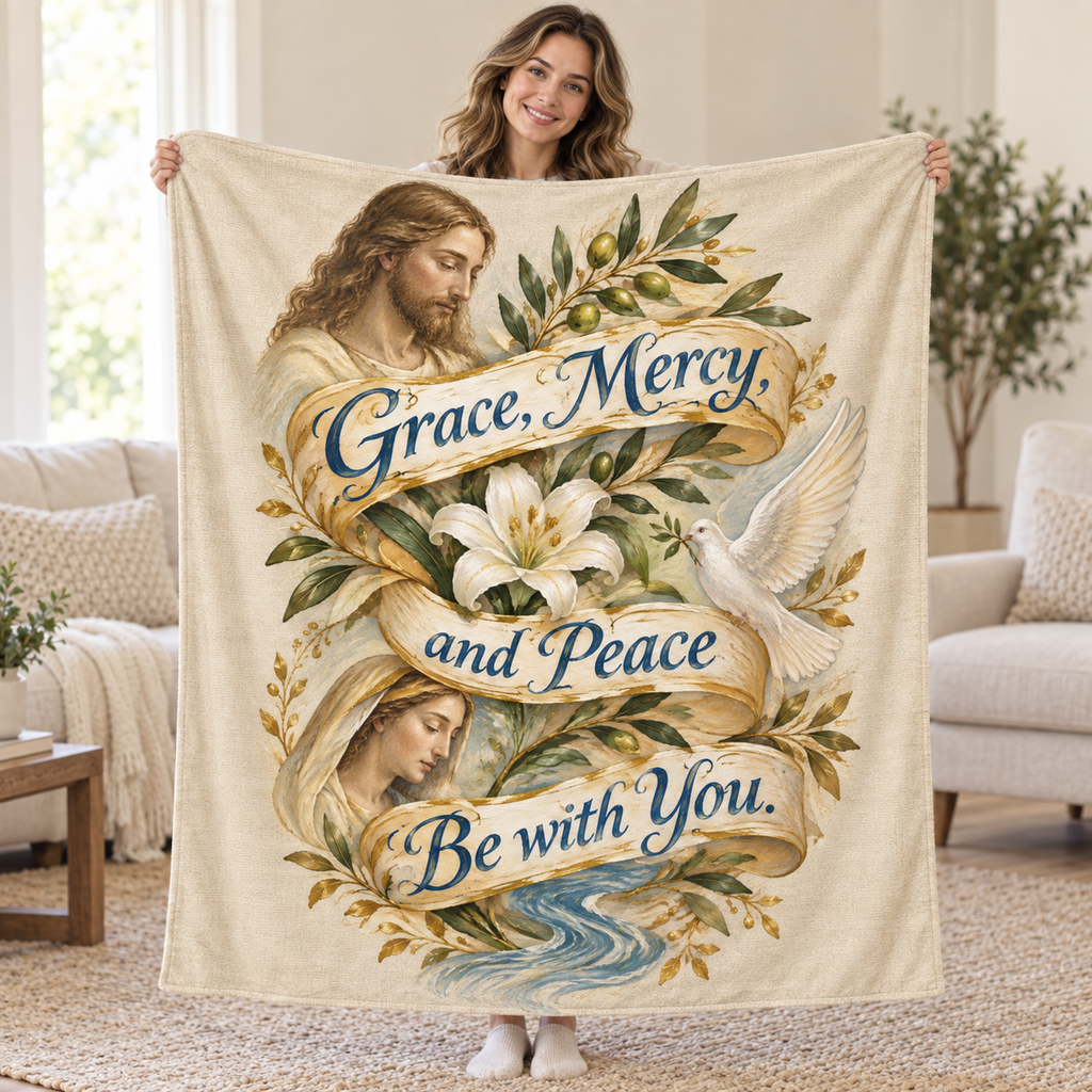 Grace, Mercy, and Peace Be with You. blanket, held open