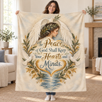 The Peace of God Shall Keep Your Hearts and Minds. blanket, held open