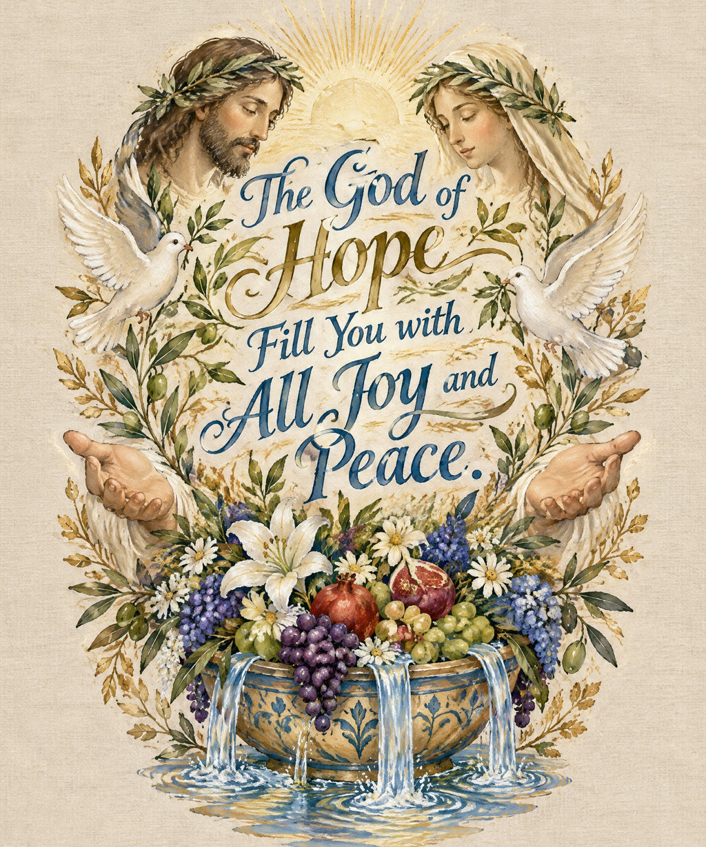 The God of Hope Fill You with All Joy and Peace. blanket, full design