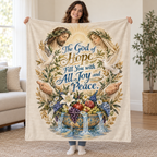 The God of Hope Fill You with All Joy and Peace. blanket, held open