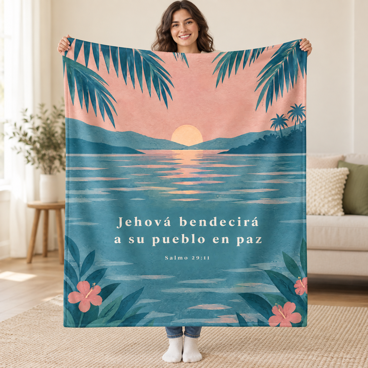 Jehová bendecirá
a su pueblo en paz blanket, held open