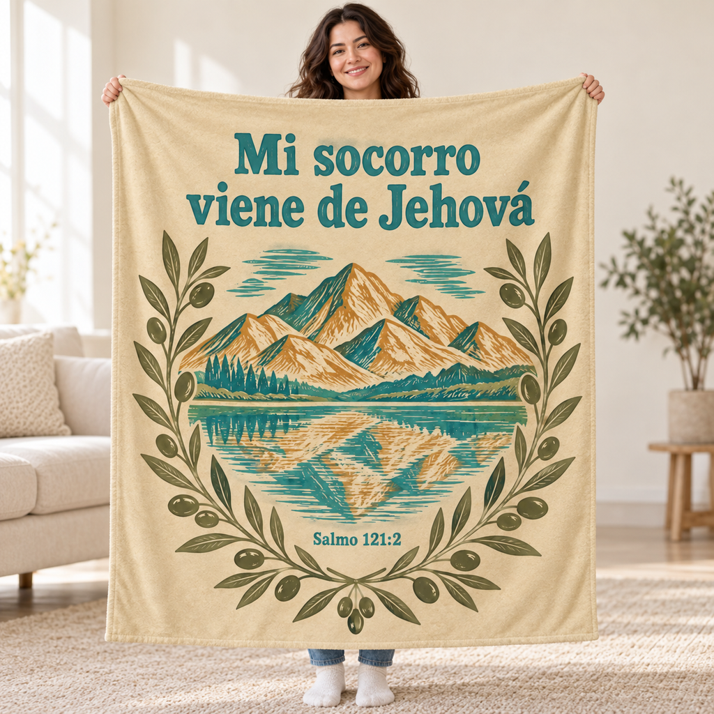Mi socorro
viene de Jehová blanket, held open