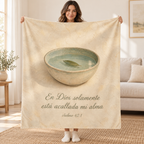 En Dios solamente
está acallada mi alma blanket, held open