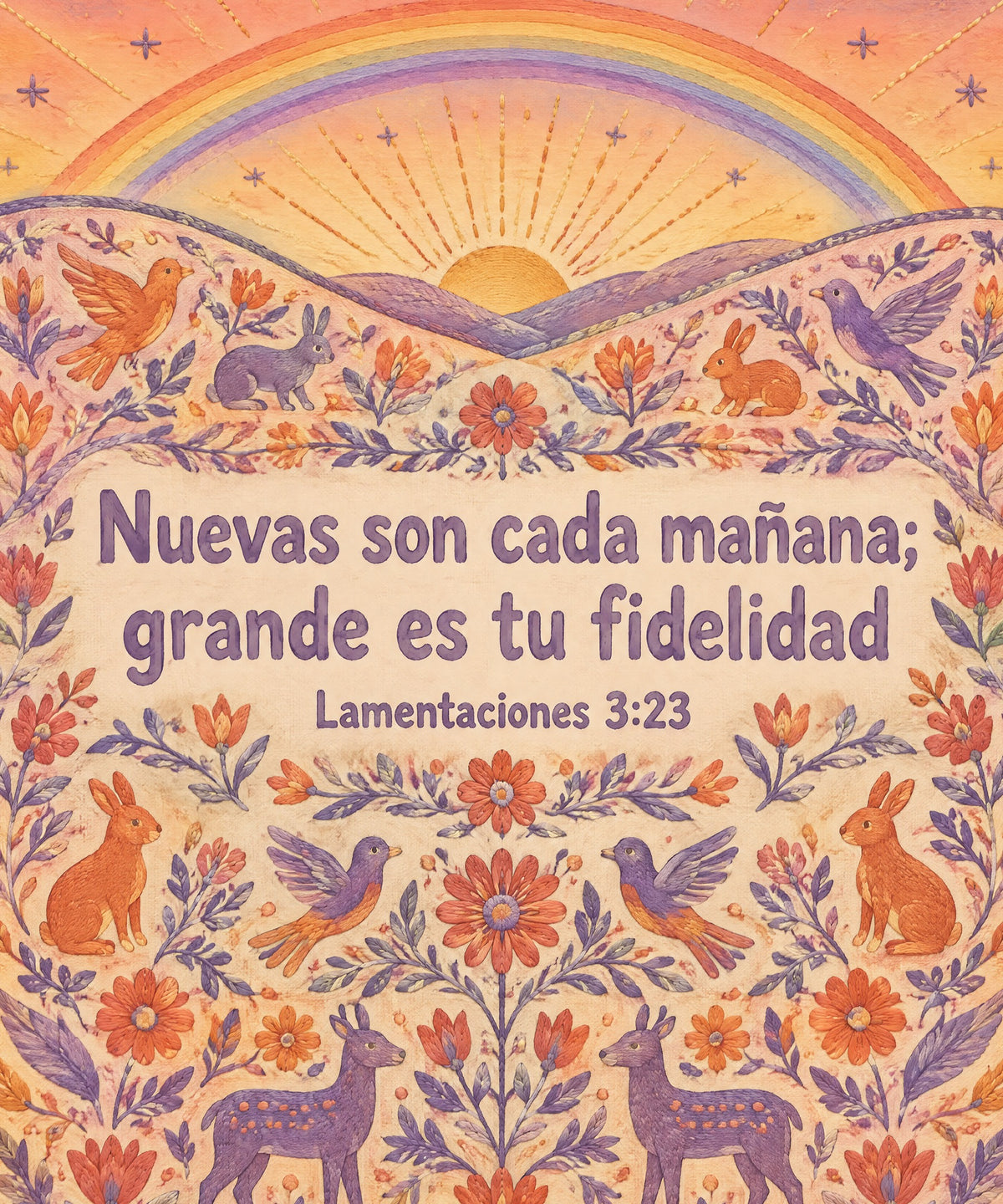 Nuevas son cada mañana;
grande es tu fidelidad blanket, full design