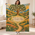 Todas las cosas
les ayudan a bien blanket, held open