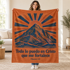 Todo lo puedo en Cristo
que me fortalece blanket, held open