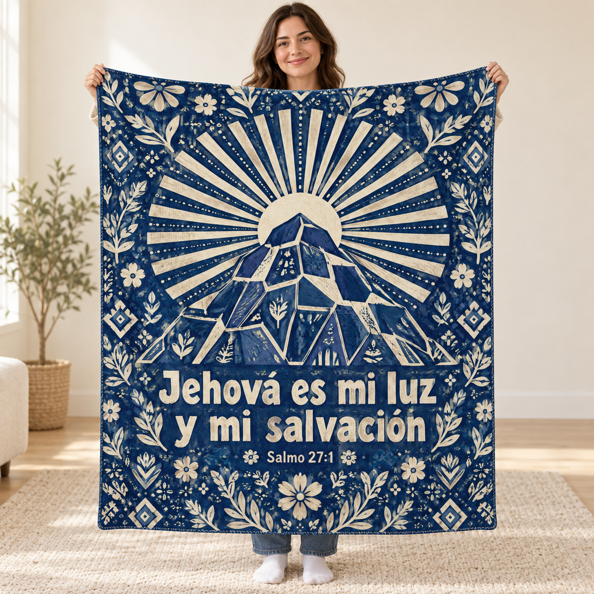 Jehová es mi luz
y mi salvación blanket, held open