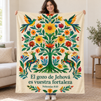 El gozo de Jehová
es vuestra fortaleza blanket, held open