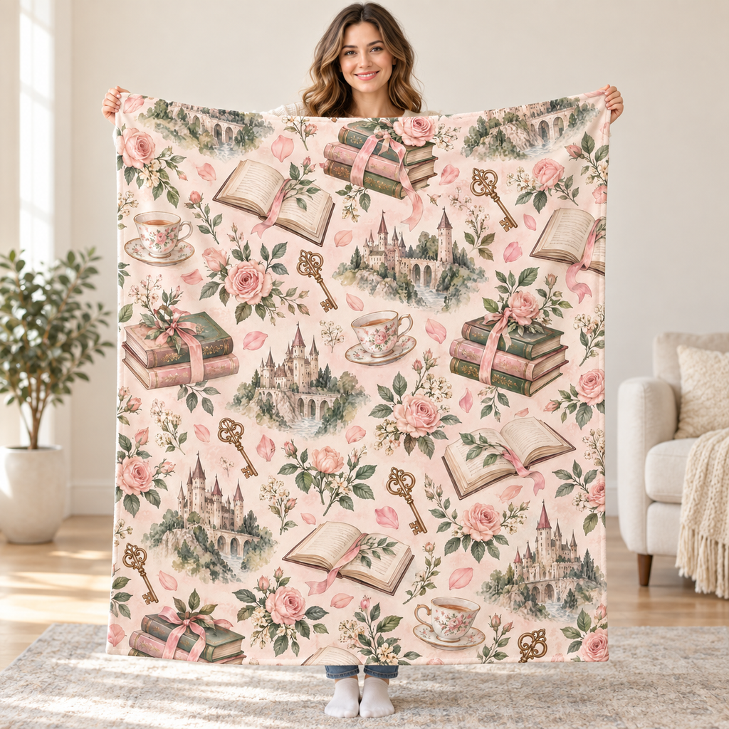 Rosewater Fairytales blanket, held open
