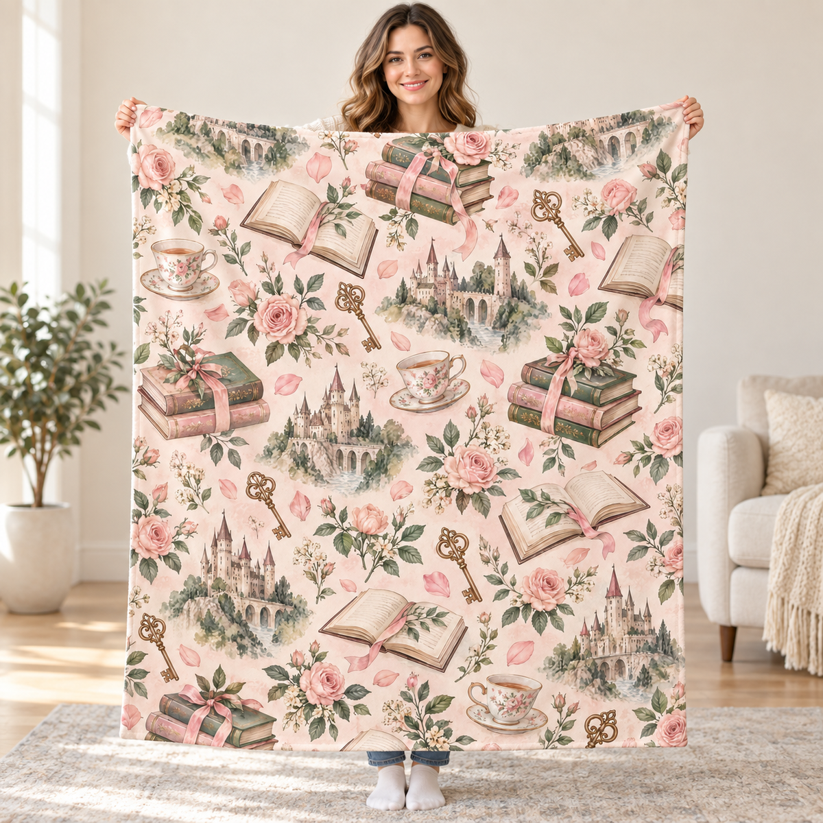 Rosewater Fairytales blanket, held open