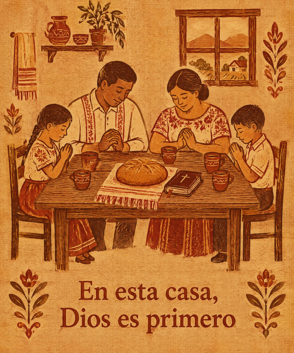 En esta casa,
Dios es primero blanket, full design