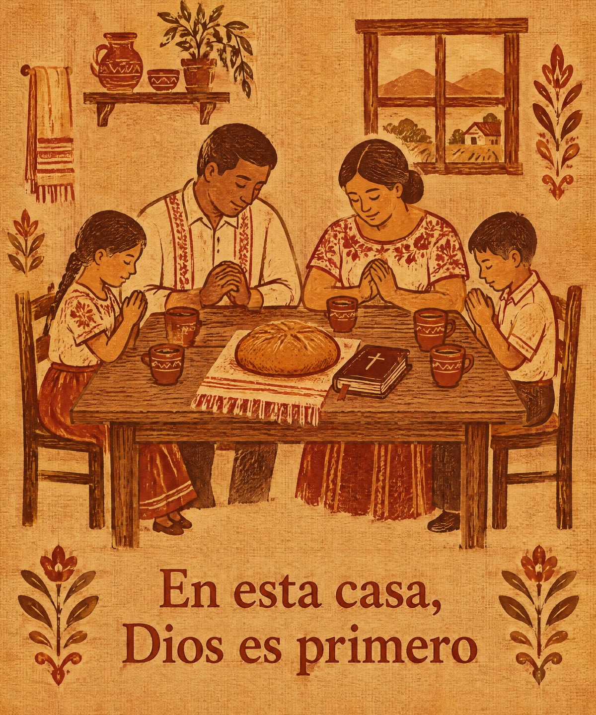 En esta casa,
Dios es primero blanket, full design