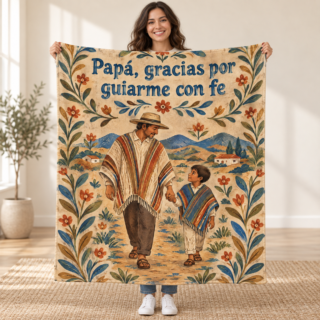 Papá, gracias por
guiarme con fe blanket, held open