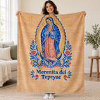 Morenita del
Tepeyac blanket, held open