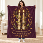 Padre nuestro,
que estás en el cielo blanket, held open