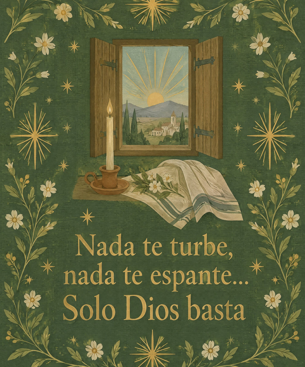 Nada te turbe,
nada te espante…
Solo Dios basta blanket, full design