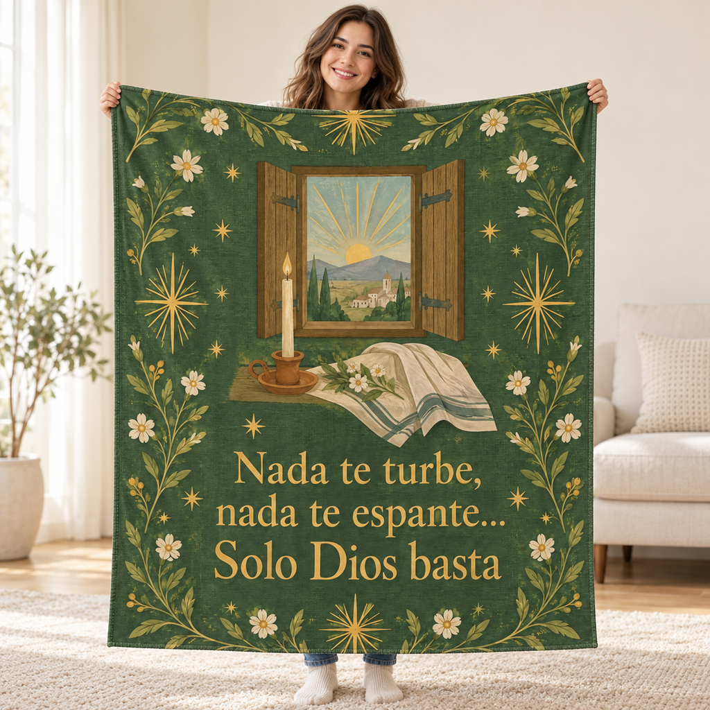 Nada te turbe,
nada te espante…
Solo Dios basta blanket, held open