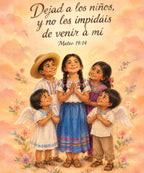 Dejad a los niños,
y no les impidáis
de venir a mí blanket, full design