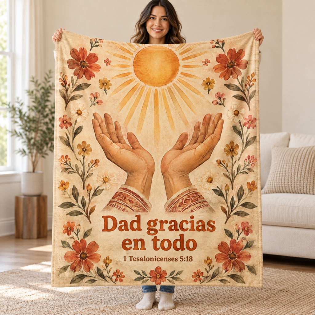 Dad gracias
en todo blanket, held open