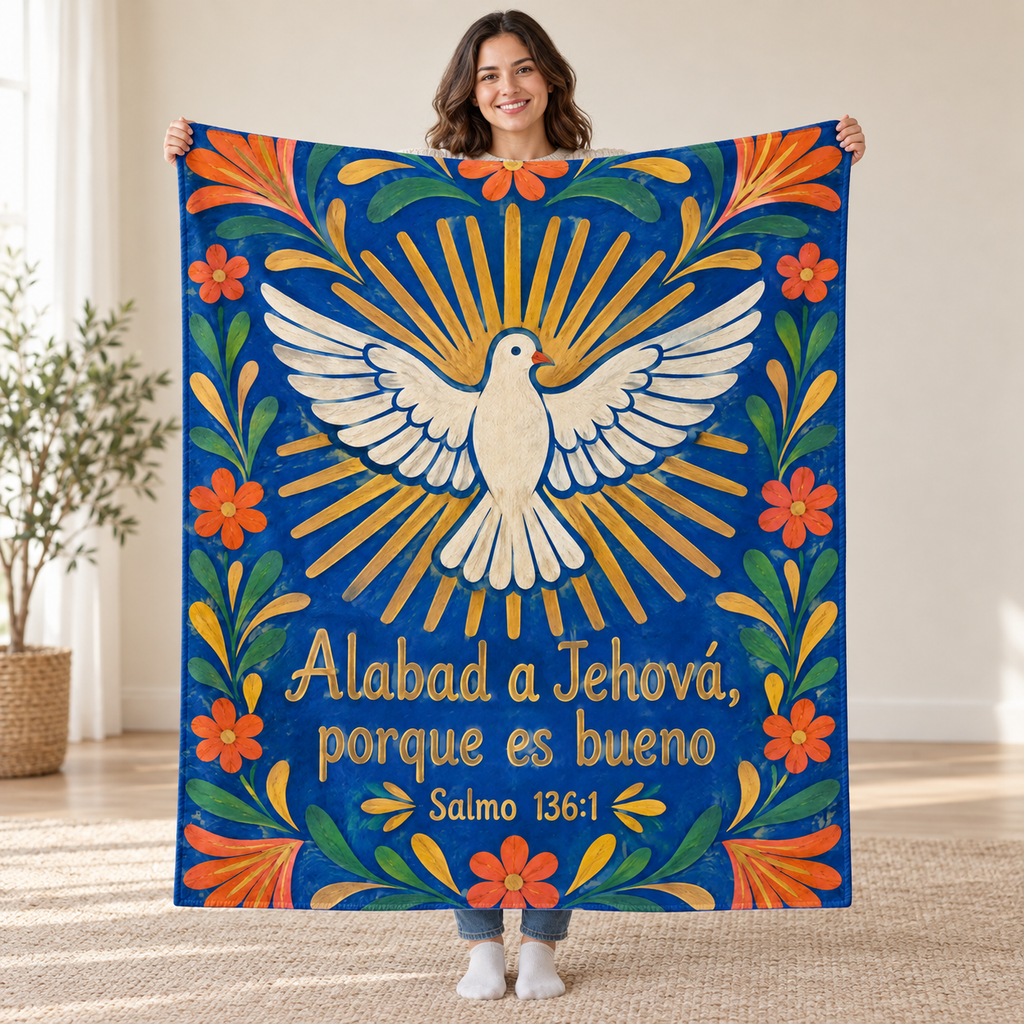 Alabad a Jehová,
porque es bueno blanket, held open