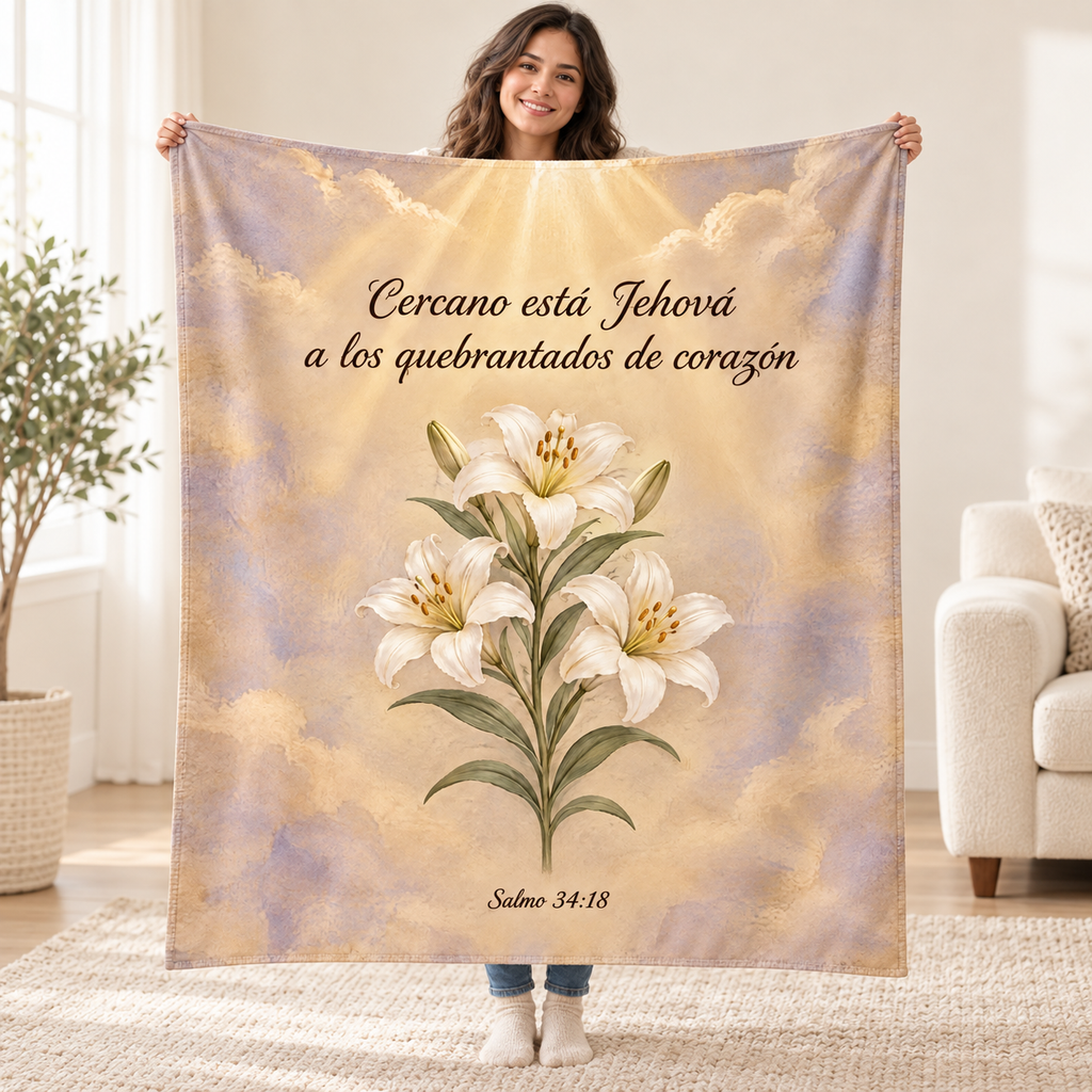 Cercano está Jehová
a los quebrantados de corazón blanket, held open