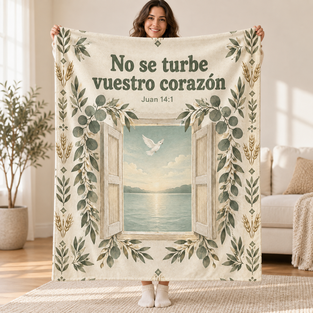 No se turbe
vuestro corazón blanket, held open