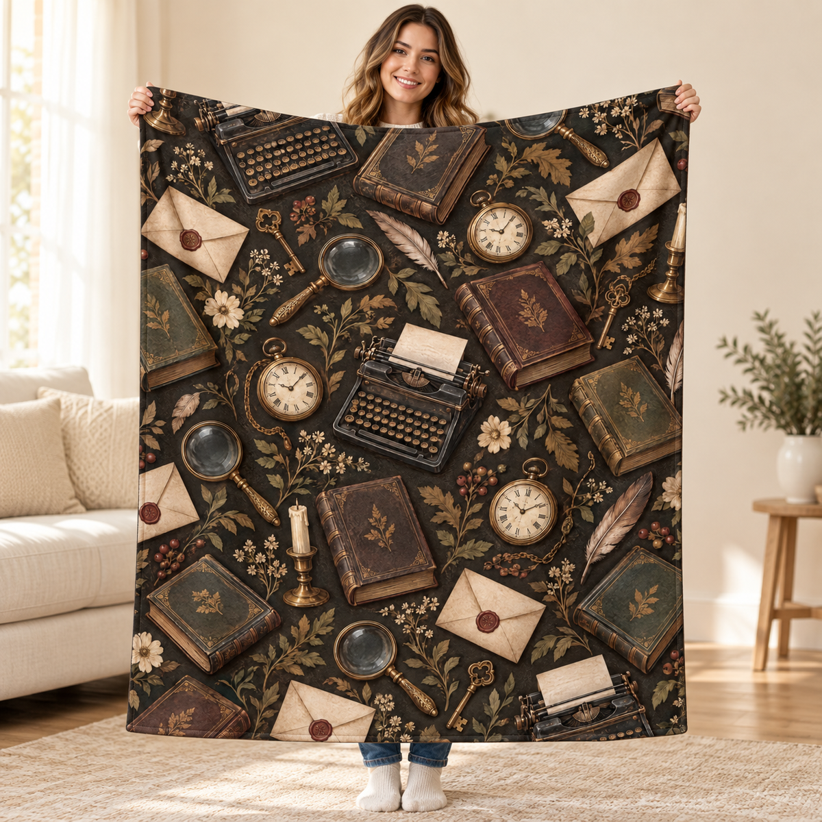 The Detective's Archive blanket, held open